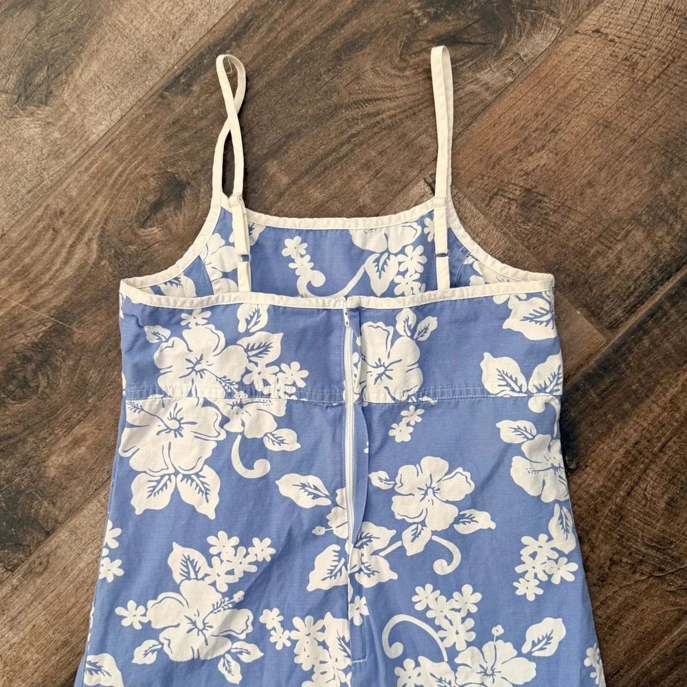 Old Navy Vintage Y2K Girls Hawaiian Hibiscus Empire Waist Mini Dress, Blue, 14
